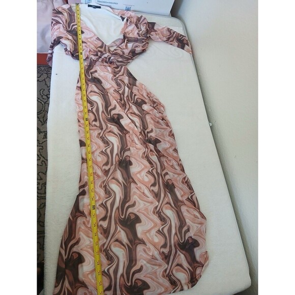 Lulus Swirl Power Pink Multi Print Cutout Bodycon Midi Dress, Size Large - Picture 13 of 16